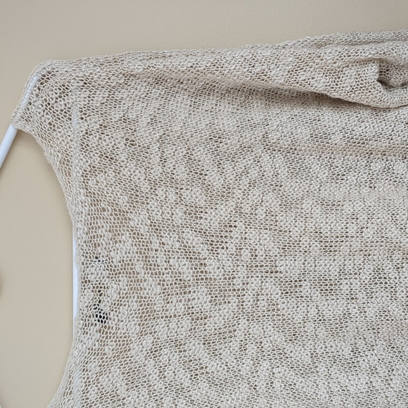 QED London M/L Lace Bottom M/L Cream Ivory Open Knit Sweater Top - Picture 14 of 15